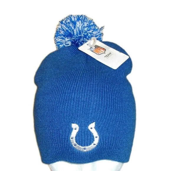 Indianapolis Colts Mens Adult Pom Beanie Winter Hat Cap New Tags Nfl - Picture 1 of 2